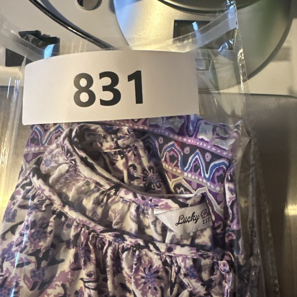 Lucky Brand Boho Peasant Blouse Purple Floral Border Print Cottagecore Top - Picture 9 of 9
